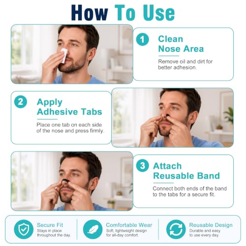 Reusable Nasal Strips for Breathing & Snoring, 30-Piece