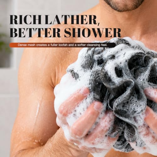 Large Mesh Shower Loofah Body Scrubber, 4-Pack