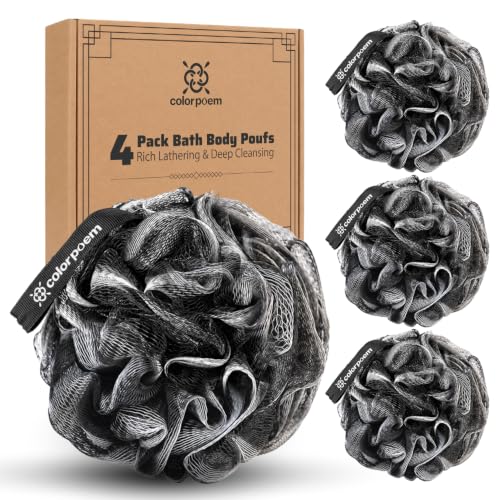 Large Mesh Shower Loofah Body Scrubber, 4-Pack