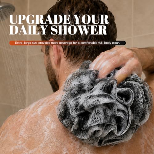Large Mesh Shower Loofah Body Scrubber, 4-Pack