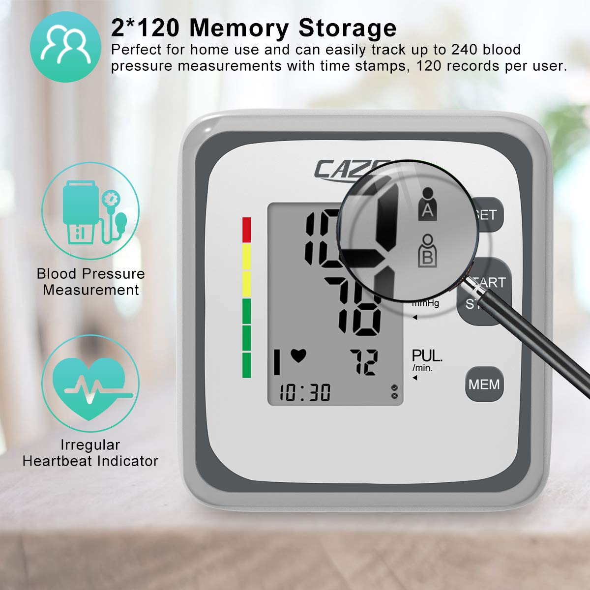 Upper Arm Blood Pressure Monitor with Pulse Tracking