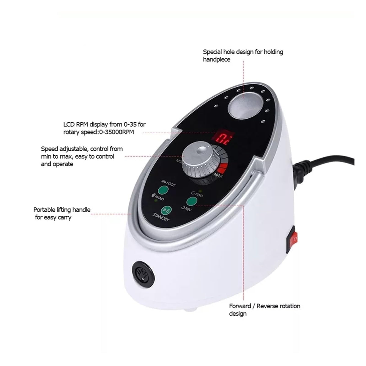 35,000 RPM Electric Nail Drill for Manicure & Pedicure