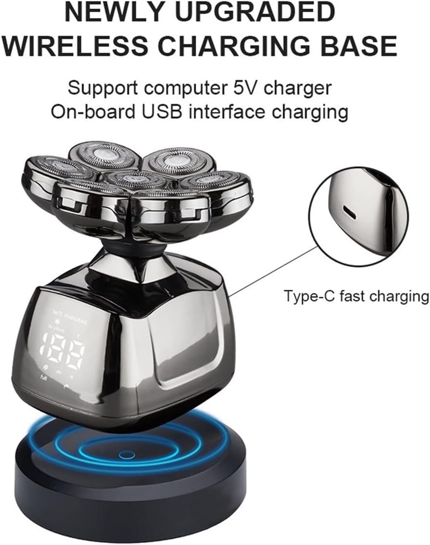 7-Blade Waterproof Head Shaver & Grooming Kit