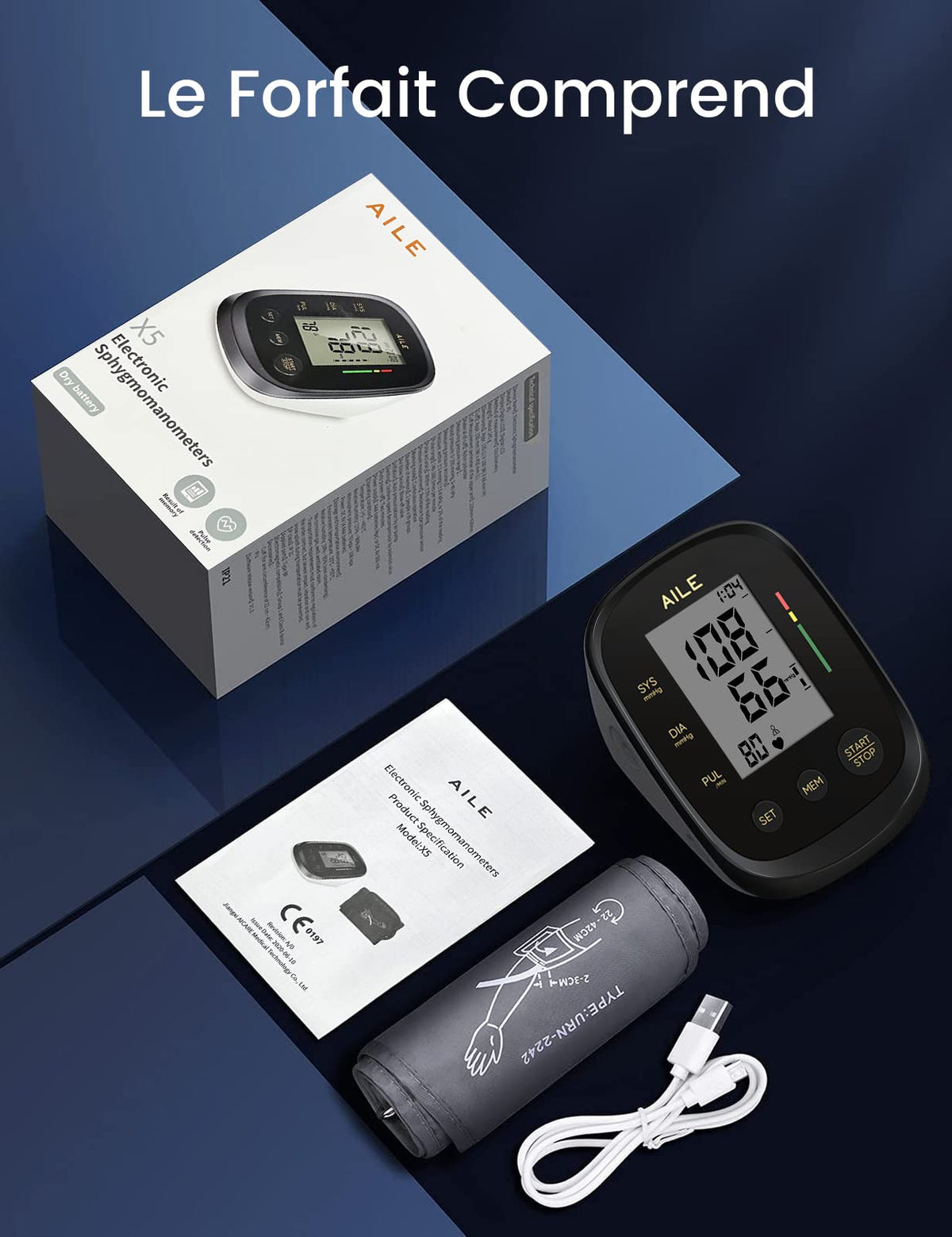 Automatic Upper Arm Blood Pressure Monitor with Large Cuff