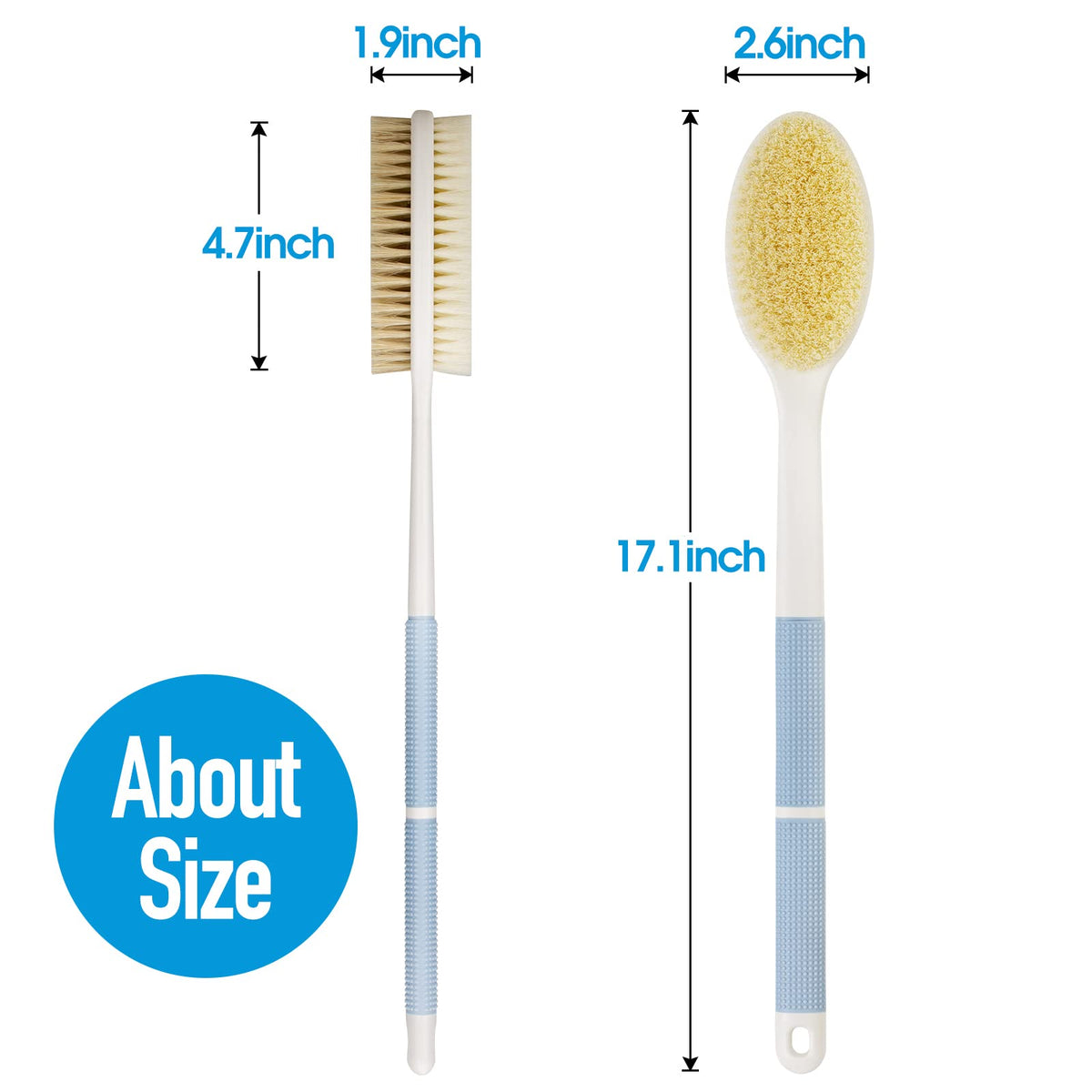 Long Handle Body Scrubber with Dual Bristles