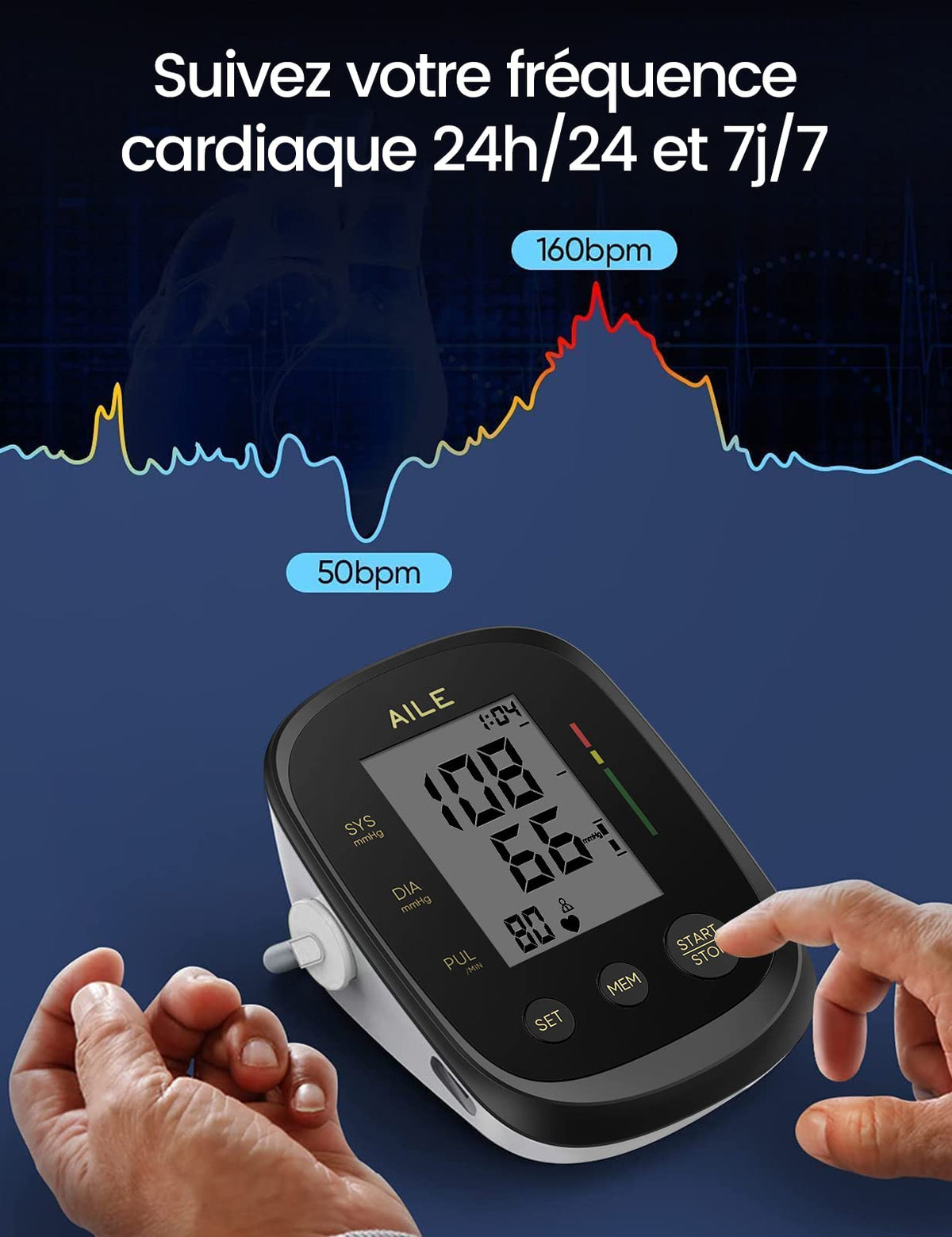 Automatic Upper Arm Blood Pressure Monitor with Large Cuff