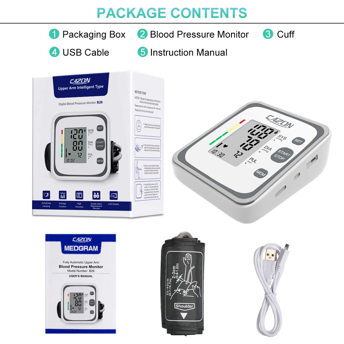 Upper Arm Blood Pressure Monitor with Pulse Tracking