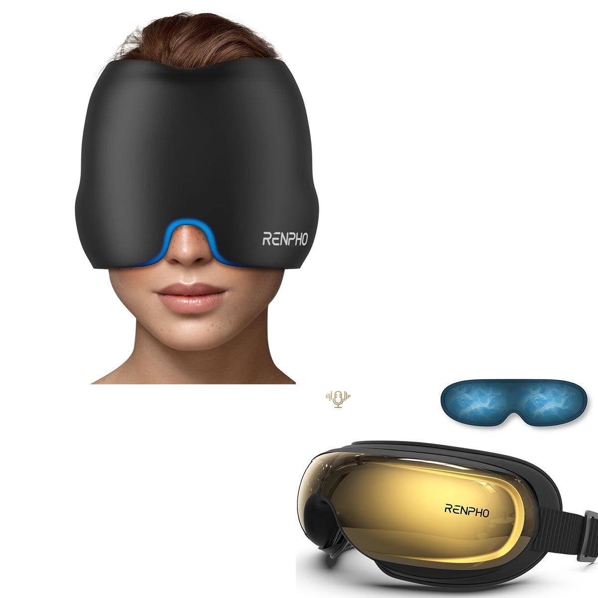 RENPHO Migraine Ice Head Wrap & Eyeris 3 Eye Massager