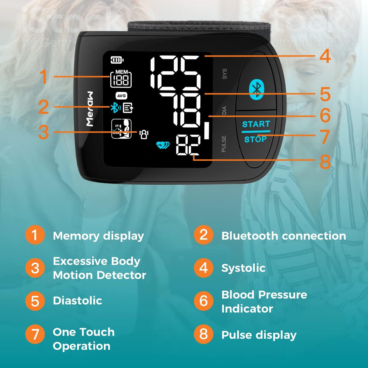 Bluetooth Wrist Blood Pressure Monitor with Heartbeat Tracking