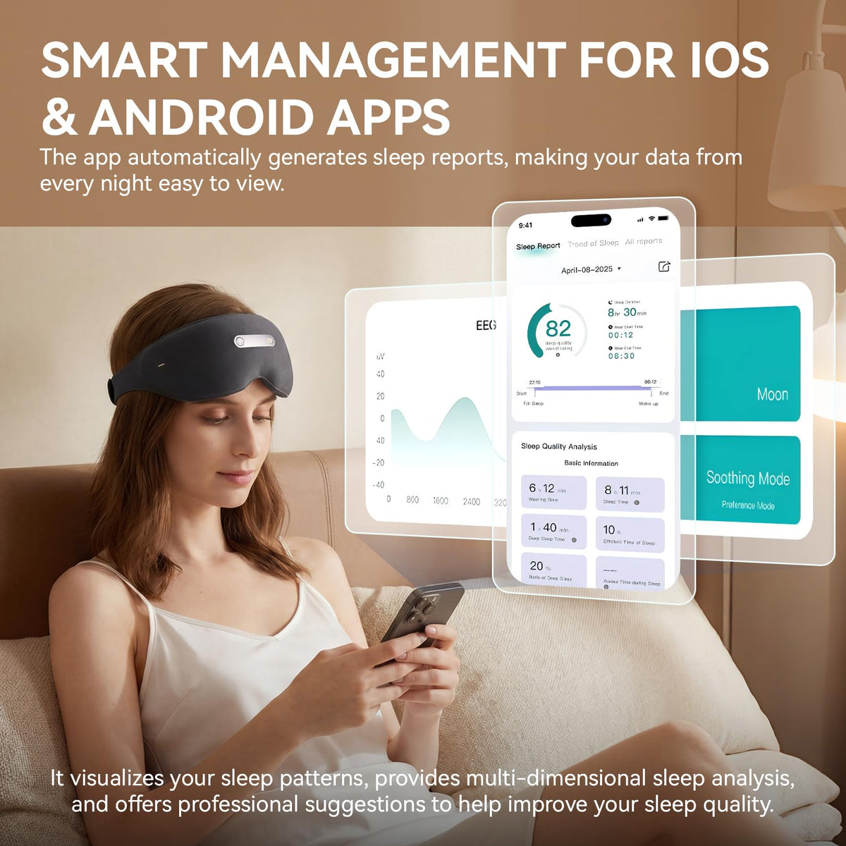 Smart Sleep Mask with Sleep Monitoring & White Noise