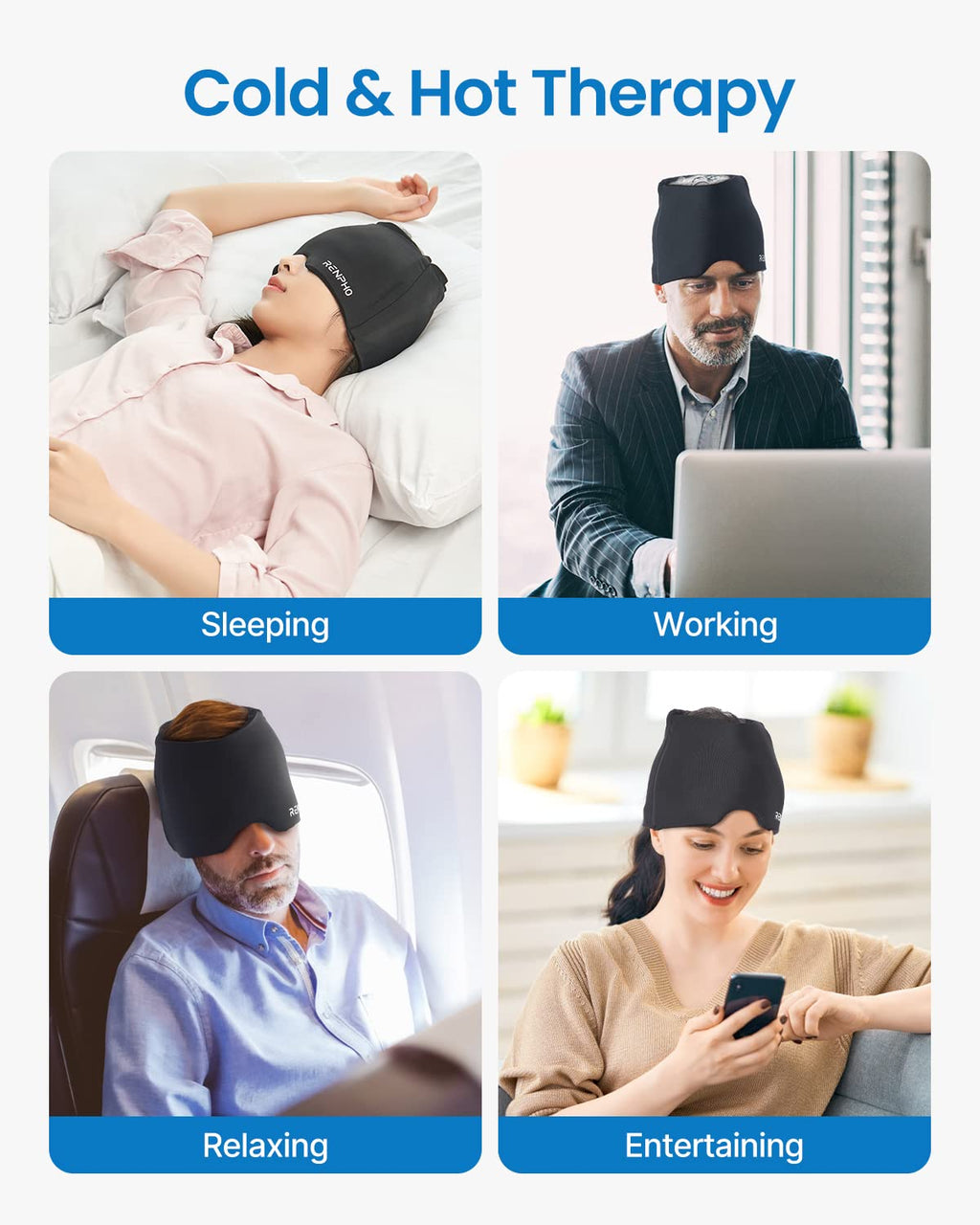 RENPHO Migraine Ice Head Wrap & Eyeris 3 Eye Massager