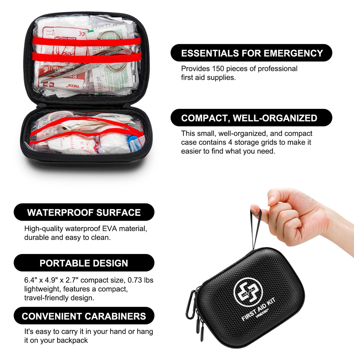 150-Piece Waterproof Mini First Aid Kit
