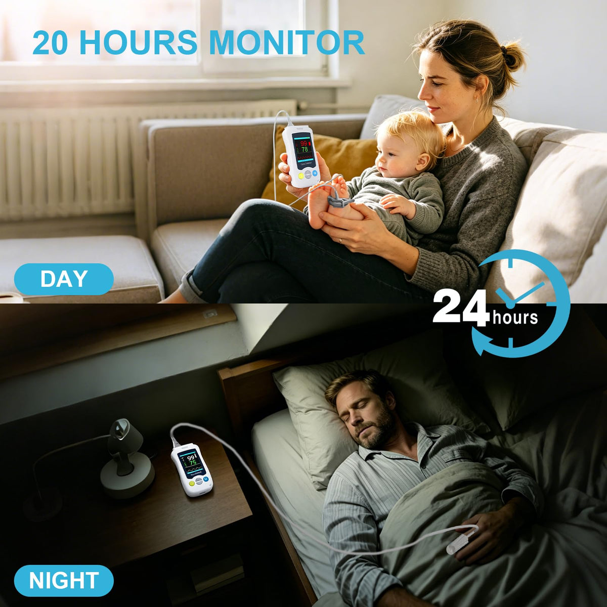 Continuous Pediatric Pulse Oximeter with Adjustable Alarms