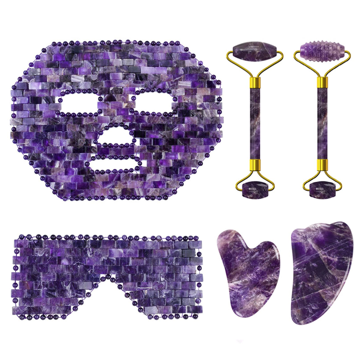Amethyst Jade Roller & Gua Sha Facial Care Set