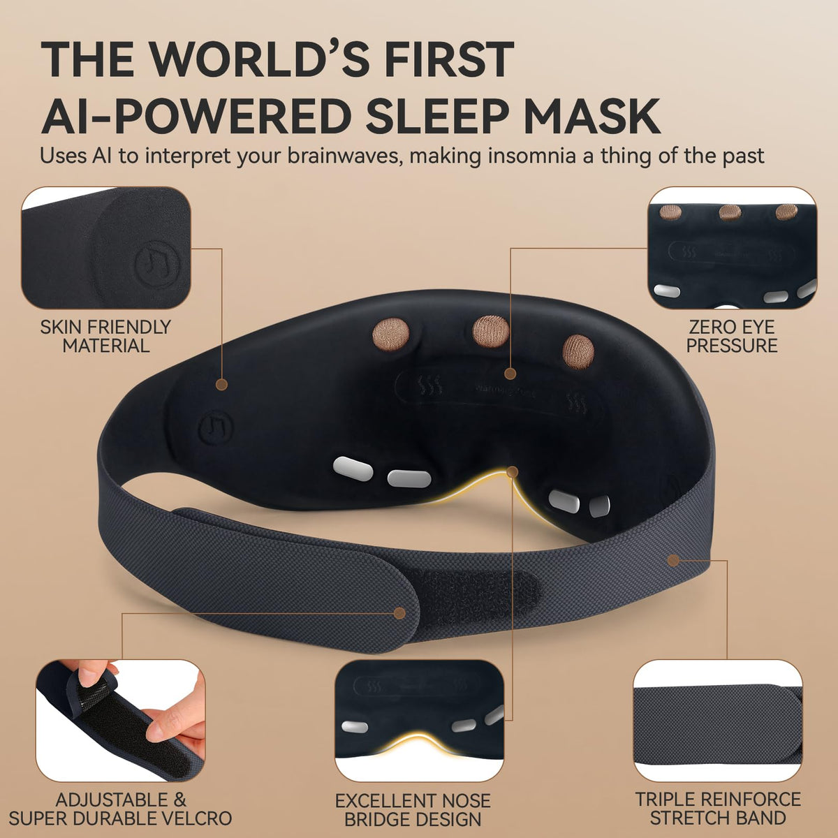 Smart Sleep Mask with Sleep Monitoring & White Noise