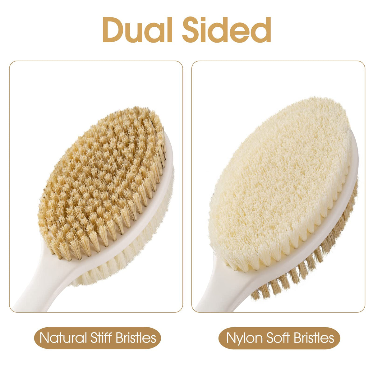 Long Handle Body Scrubber with Dual Bristles