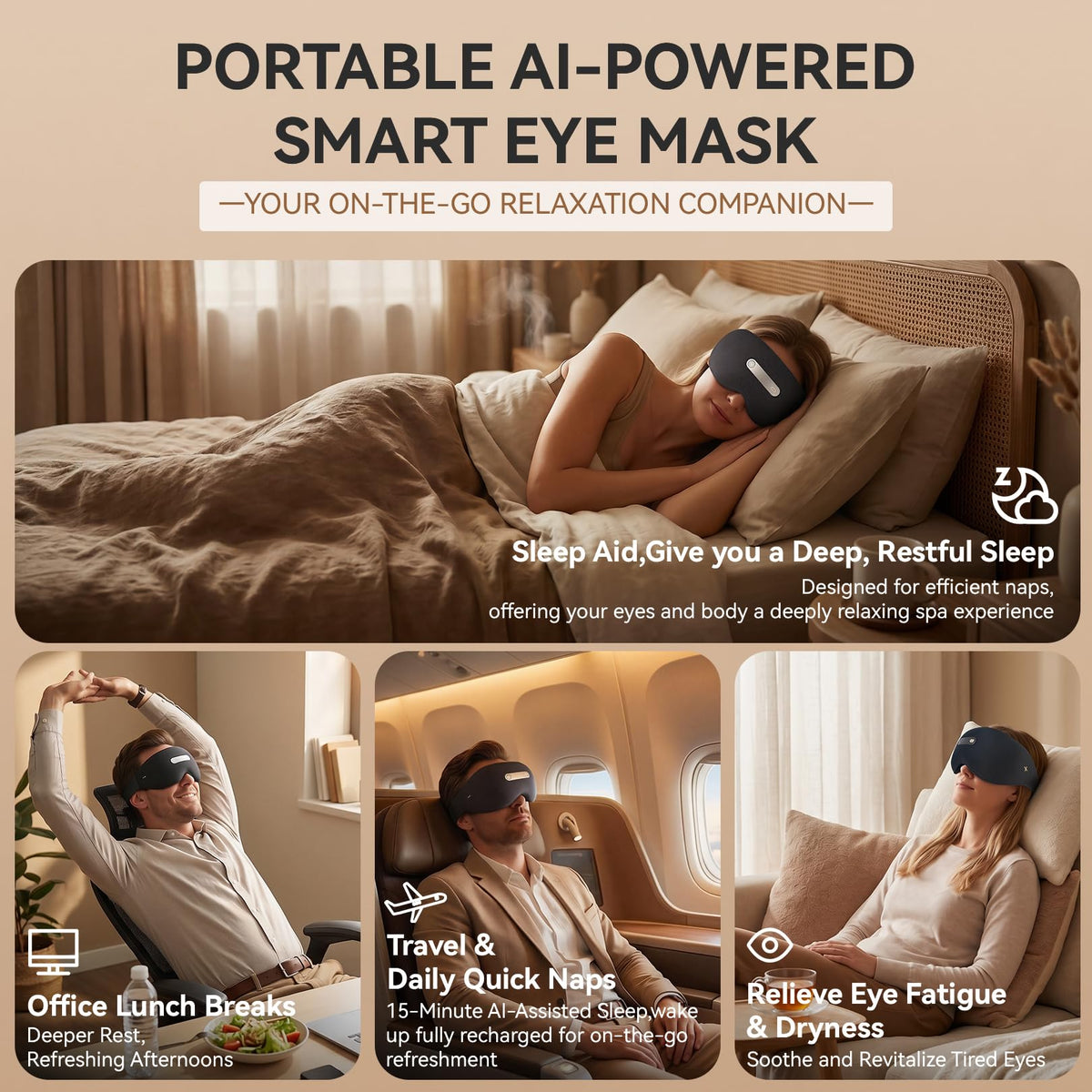 Smart Sleep Mask with Sleep Monitoring & White Noise