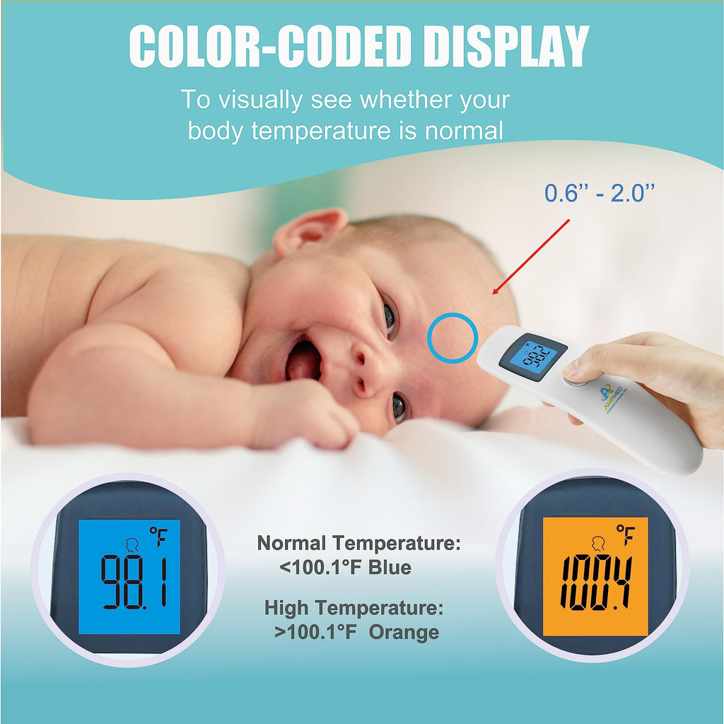 Non-Contact Infrared Forehead Thermometer, 4-Pack
