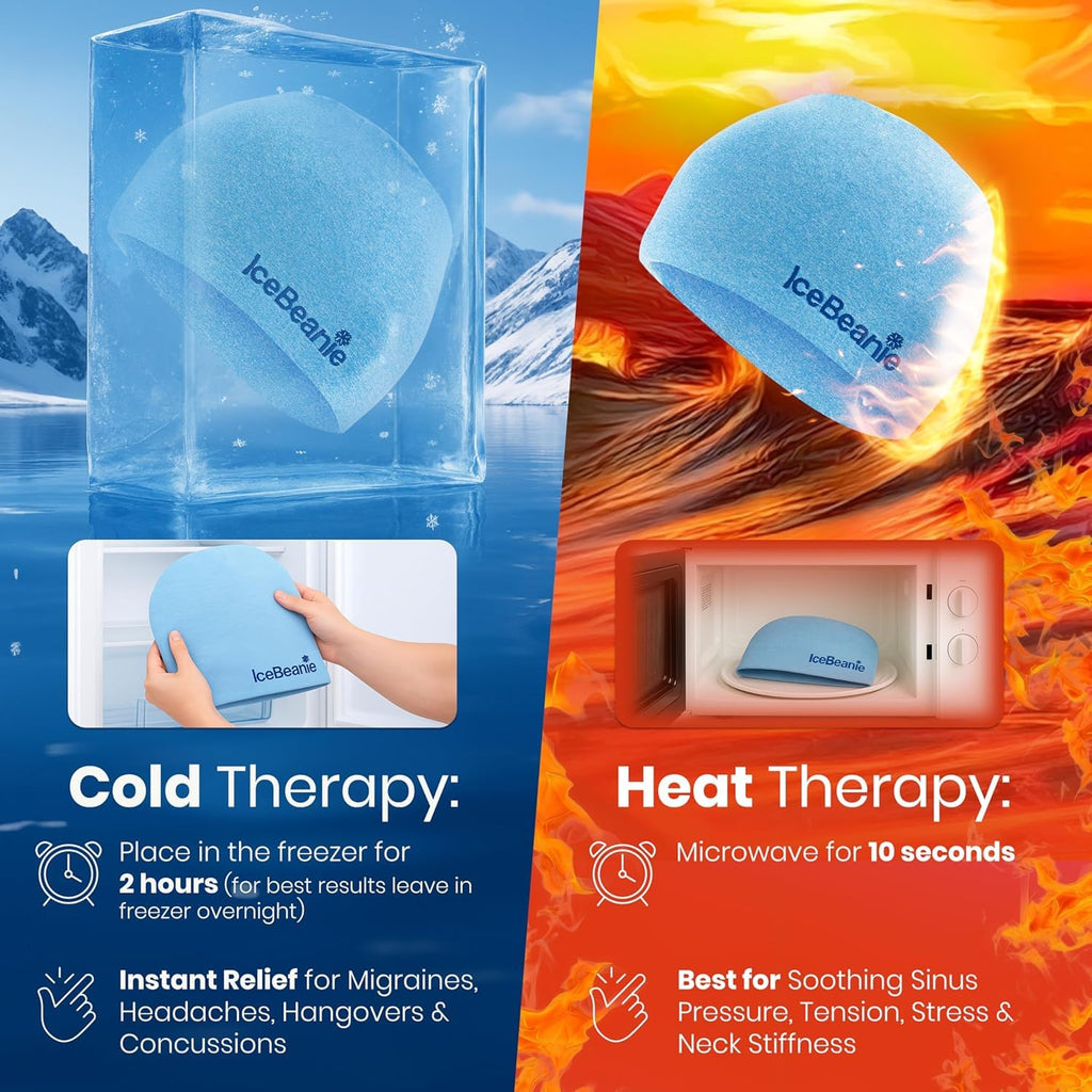 IceBeanie Migraine Relief Cap Bundle with Black, Blue & Pink Caps