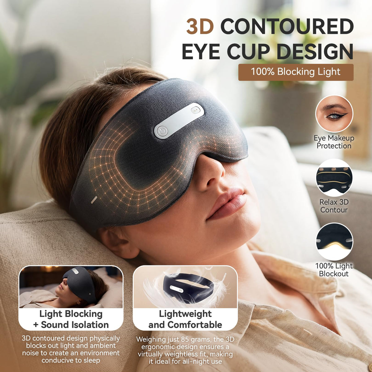 Smart Sleep Mask with Sleep Monitoring & White Noise