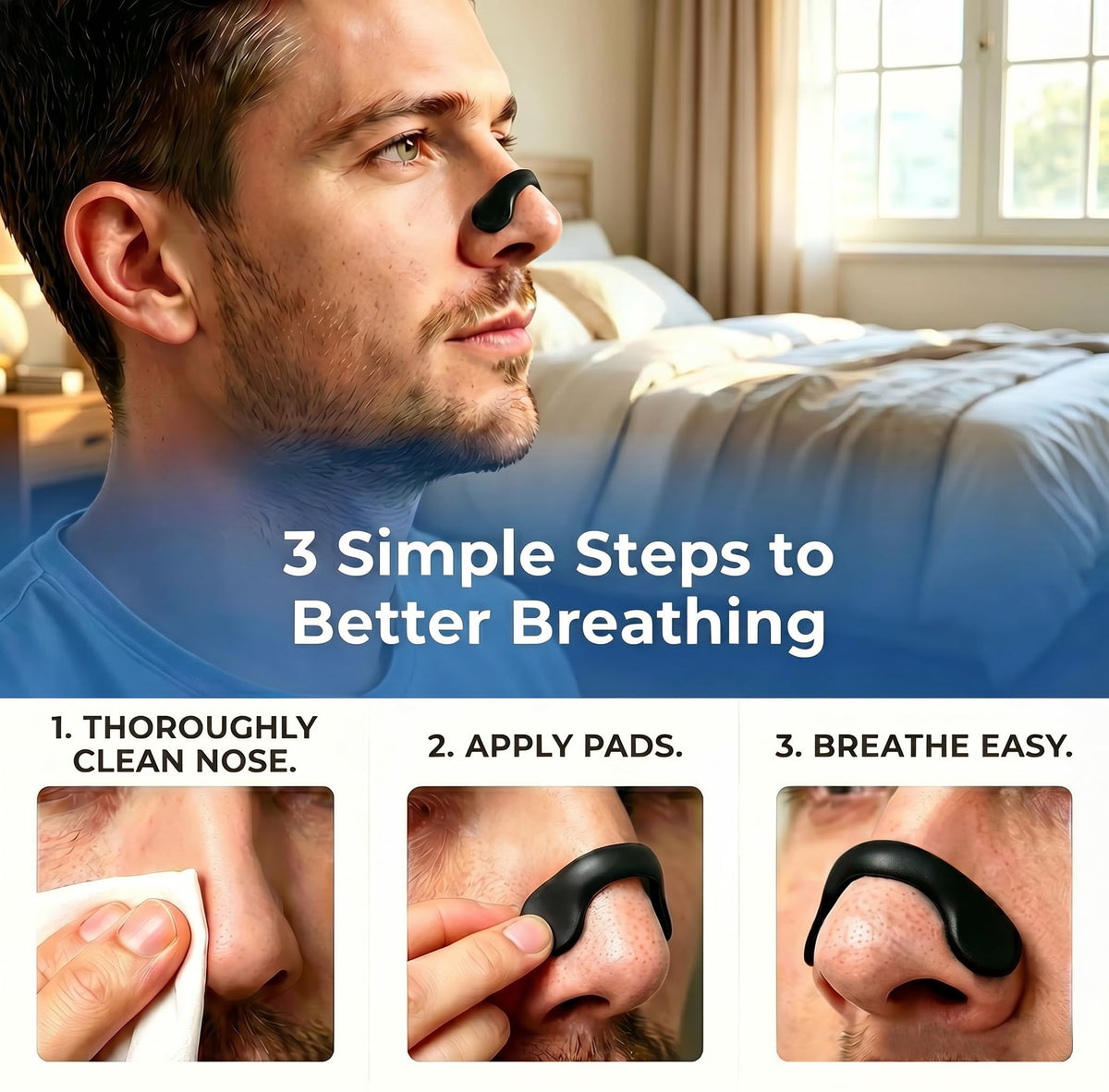Reusable Nasal Strips for Breathing & Snoring, 30-Piece